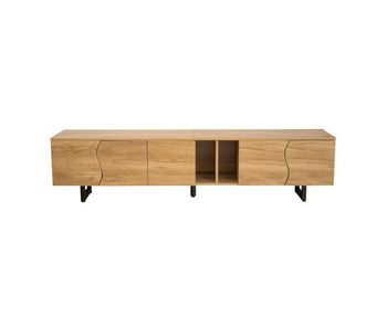 Mueble tv 191x38 cm - 5 puertas, diseño único, bajo - natural