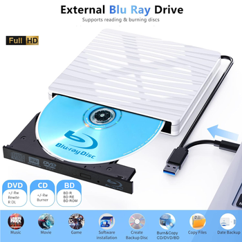 Unidad Blu Ray externa, reproductor de grabadora Blu-ray 3D USB 3,0 y tipo C, unidad óptica de lector de DVD/CD/BD para ordenador portátil y de escritorio
