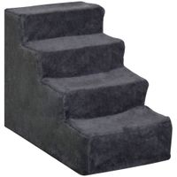pawhut escalera para mascotas de 4 peldanos con funda extraible y lavable para cama sofa 60x35x44 cm gris oscuro