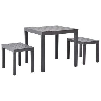 Mesa De Jardín Con 2 Bancos Plástico Marrón Vidaxl