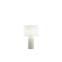 lampara de mesa de ceramica perenz color beige con pantalla de tela diametro 28 cm alto 46 cm bombilla 1xe27 max 60w no incluido
