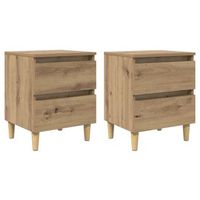 mesitas de noche 2 uds - dormitorio - madera contrachapada - roble artesanal 40x35x50cm