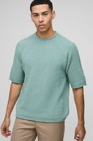 camiseta recta de punto gofre verde