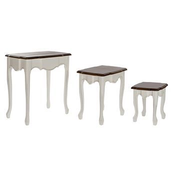 Mesita Auxiliar Set 3 Paulownia 60x40x66 Blanco