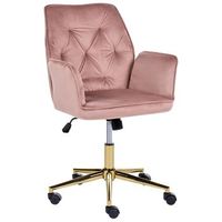 silla de oficina tapizada en terciopelo base giratoria altura regulable respaldo inclinable acolchado rosa celara