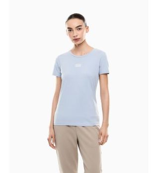 EA7 para mujer. 7W001114_AF12115 Camiseta Logo Ajustada azul (XL), Casual, Manga corta, Algodón Orgánico