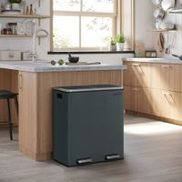cubo de basura de reciclaje 2 x 30 l con pedal de acero