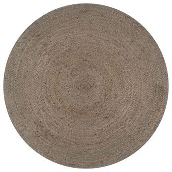 Alfombra De Yute Tejida A Mano Redonda Gris 150 Cm Vidaxl