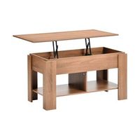mesa de centro elevable de mdf urban meuble loft 96x50x48 cm - marron
