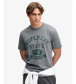 Superdry para hombre. M1012433A Camiseta Essential gris (M), Casual, Algodón, Manga corta