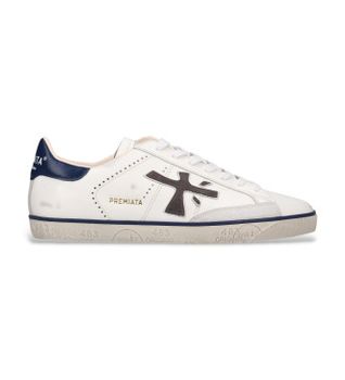 Premiata para hombre. STEVEN Zapatillas de piel Steven blanco (44), Plano, Cordones, Casual