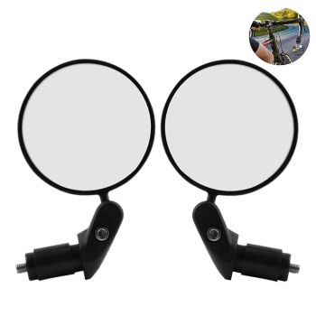 BENGGUO Espejo retrovisor redondo para bicicleta 360° ajustable plegable vista HD espejo de vidrio reflectante para mani