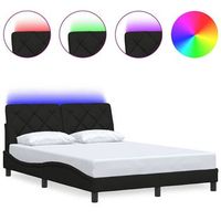 cama matrimonial  cama para adultos  estructura cama con led sin colchon tela negro 140x190 cm