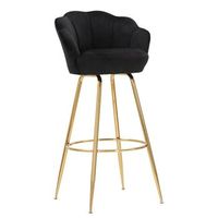 silla de bar con respaldo de tela negra cm 55x53x110