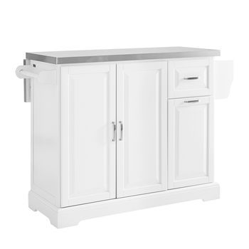 Sobuy Carro Cocina Blanco Encimera Plegable Con Isla Cajones Estante Mdf