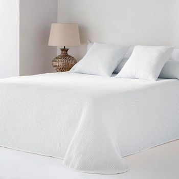 Colcha Bouti Ayala Blanco Tejido Jacquard Waffle Nido De Abeja Cama 105