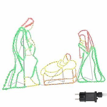 Escena De Natividad Iluminada Multicolor 112 X 71,5 Cm Pvc Vidaxl