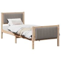 cama individual  cama para adulto  estructura de cama con cabecera marron y taupe 75 x 190 cm