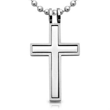 Colgante en forma de cruz de acero inoxidable con cadena