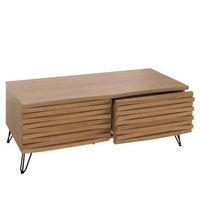 mesa de centro mesa de salon con 2 cajones madera de mango y metal 46x110x55 cm 040008458