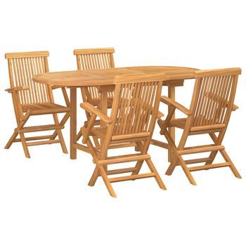 Vidaxl Conjunto De Comedor De Jardín 5 Uds. Marrón