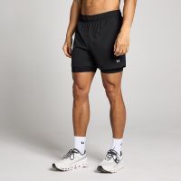pantalones cortos de entrenamiento 2 en 1 de largo de entrepierna de 13cm para hombre de mp - negro - xs