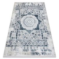 alfombra moderna duke 51542 crema  azul - roseton vintage estructur 280x370 cm