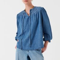 seventy  mochi clio cotton-chambray blouse - m