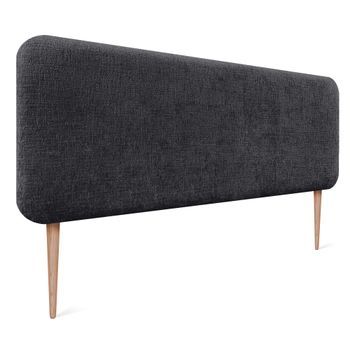Dhome Cabecero Tapizado En Lana Liso Con Patas Redondeado Para Pared Acústicos Cabeceros Absorbentes Cabezal Cama Dormitorio (negro, 135cm)