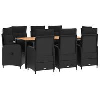 juego de comedor para exteriores 9 uds negro vidaxl