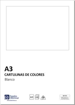 Distrimar DCT15 - Paquete de 100 cartulinas, A3, 180 gr/m2, color blanco