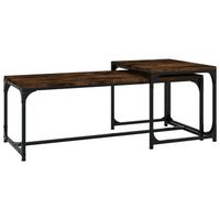 pack 2 uds mesas de centromesa auxiliarmesa de cafe madera contrachapada roble ahumado