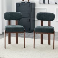 set de 2 sillas de comedor en lino negro respaldo curvado