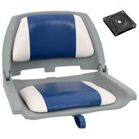 set asientos plegables para barco 2 uds con cojin blanco y azul vidaxl