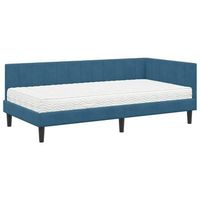 estructura de cama en esquina azul 90 x 200 cm terciopelo