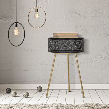 Mesita de metal negro y dorado ø cm 40x65