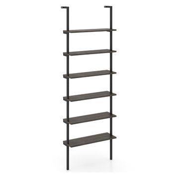 Costway Estante en Forma de Escalera de 6 Niveles Estantería de Pared con Estructura Metálica Abierto para Oficina Casa Salón Cocina