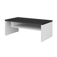 mesa baja havana  blanco mate y negro  tablero negro mate  con nicho  diseno moderno