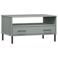 mesa de centro patas metal oslo madera maciza gris 85x50x45 cm vidaxl