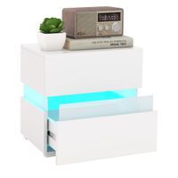 costway 12 mesita de noche led con cajones control remoto 22 modos dinamicos mesilla auxiliar moderna para salon dormitorio 45 x 35 x 45 cm