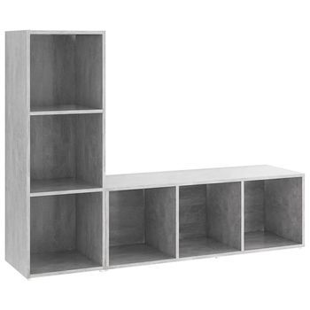 Muebles De Salón 2 Uds | Mueble Tv Madera Ingeniería Gris Hormigón Cfw55038
