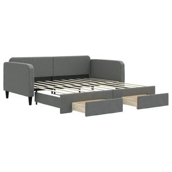 Sofá Cama Nido Con Cajones Tela Gris Oscuro 90x190 Cm Vidaxl