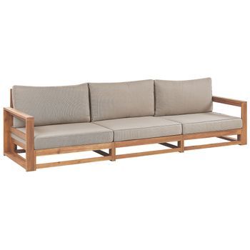 Sofá 3 Plazas De Madera De Acacia Marrón Claro Certificada Cojines Timor Ii