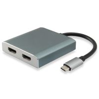 equip adaptador usb-c a 2x hdmi hembra 4k 30hz gris