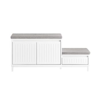 Banco zapatero con 2 asientos 1 cajón y 2 puertas blanco