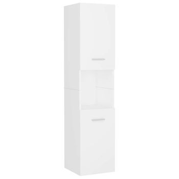 Armario De Baño | Mueble Baño Madera Contrachapada Blanco 30x30x130 Cm