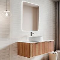 conjunto bano suspendido 120cm lavabo inegrando solide surface