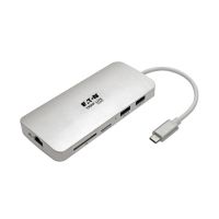 estacion de conexion usb-c tripp lite u442-dock11-s 4k hdmi thunderbolt 3 hub usb-a pd gbe sdmicrosd plata