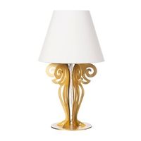 lampara de mesa circeo o24x40 cm base de hierro transparente dorado y pantalla de tela marfil made in italy casquillo e27 bombilla excluida