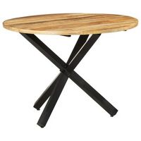 mesa de comedor madera de mango rugosa redonda 100x100x75 cm vidaxl